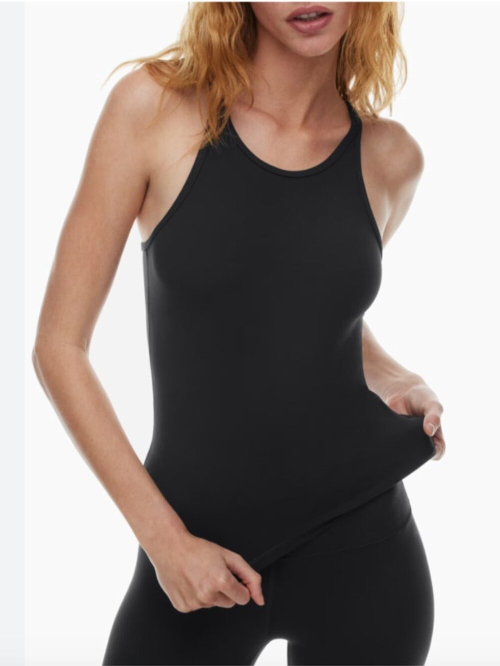 ARITZIA Black Golden BUTTER Essential Highneck Scoopneck Tank Top